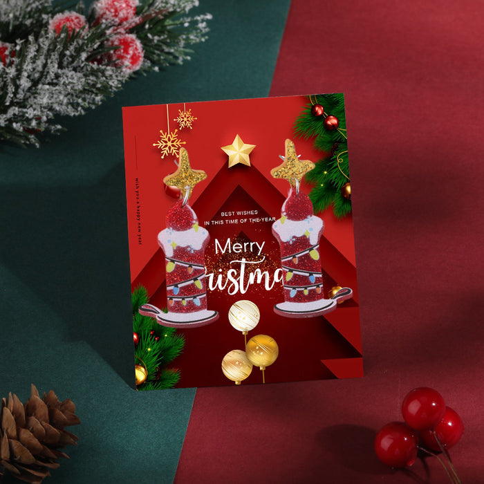 Wholesale Acrylic Christmas Tree Hat Stocking Elk Earrings