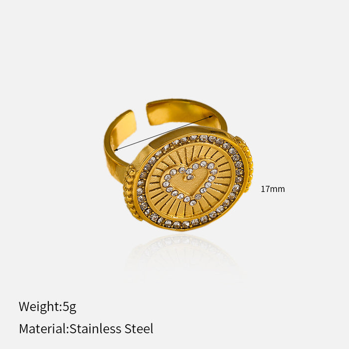 Wholesale High end stainless steel diamond inlaid movable ring that does not fade and is environmentally friendly ring jewelry