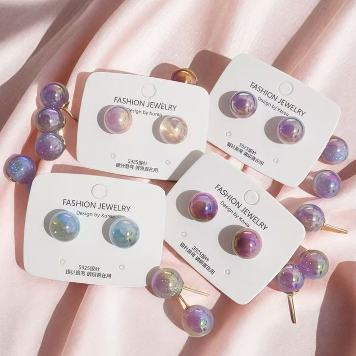 Wholesale Silver Needle 12MM Colorful Pearl Earrings with High Quality and Charm Candy Color Earrings