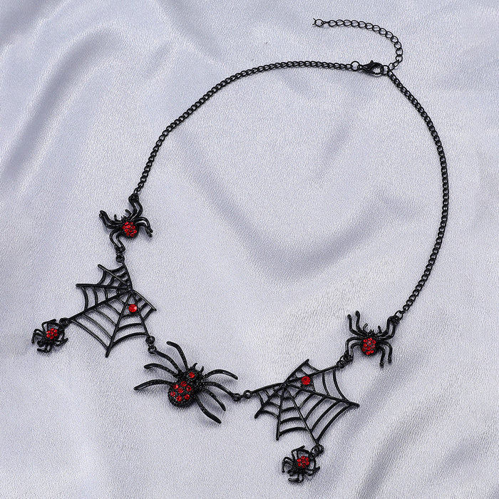 Wholesale exaggerated spider web clavicle chain retro Gothic dark Halloween necklace jewelry