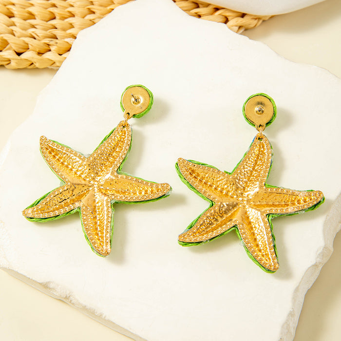 Wholesale hand woven raffia grass holiday style earrings summer color matching beach style earrings