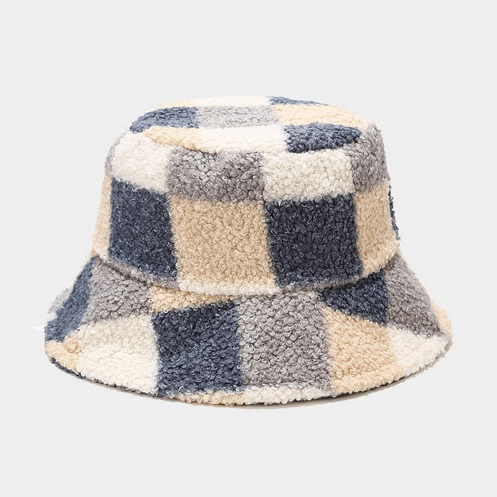 Wholesale Autumn and Winter Plaid Warm Bucket Hat JDC-FH-LvYi058