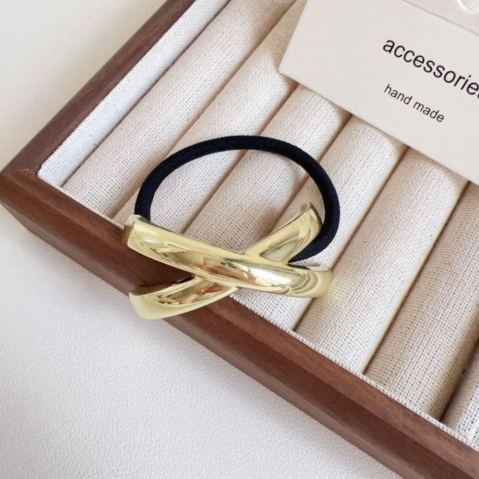 Wholesale Metal Cross Golden Head Rope Ball Head Rubber Hair Ring Hair Rope