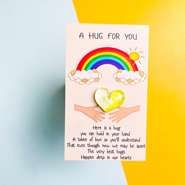 Wholesale Rainbow Gradient Heart Resin Pocket Decorations Hug Card