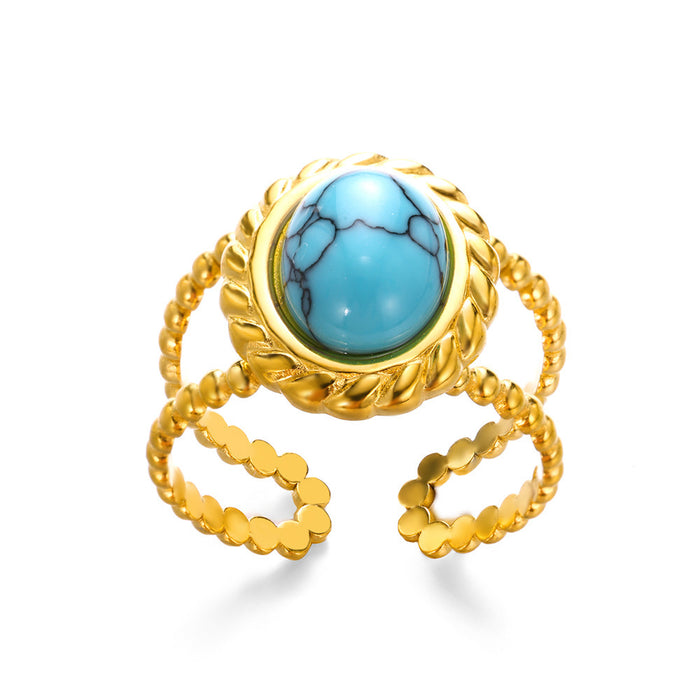 Wholesale Retro Inlaid PeacocK Turquoise Stainless Steel Ring
