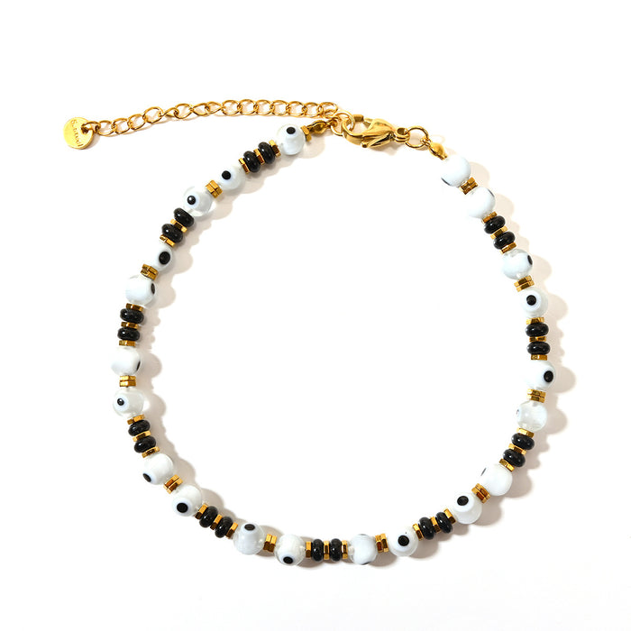 Wholesale Classic Devil's Eye Stainless Steel Bead Foot Chain Round Beads Colorful Evil Eye Foot Accessories Wholesale