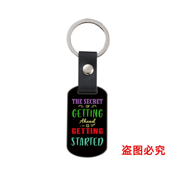 Wholesale Inspirational Positive Color Printing Leather Buckle Metal Keychains JDC-KC-GangGu052