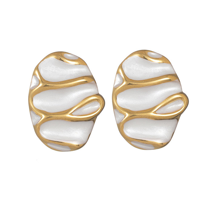 Wholesale Small niche design, high-end accessories, irregular striped texture earrings, elegant and luxurious stainless steel earrings