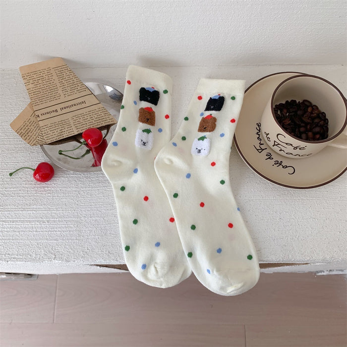 Wholesale Cute socks, mid length socks, long socks, cartoon polka dot socks, short socks