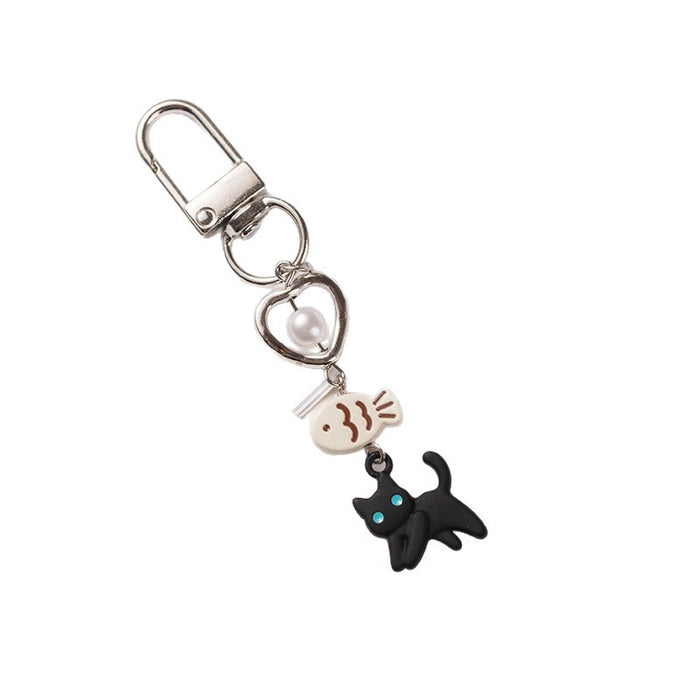 Wholesale Black Cat Fish Cute Pendant Phone Chain Simple Personality  Bag Pendant Keychain