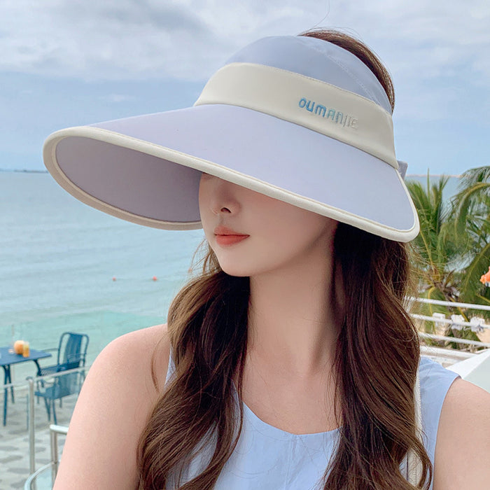 Wholesale Fisherman's hat, sun hat, women's large brim, empty top, summer UV protection, foldable, face covering, ice silk sun