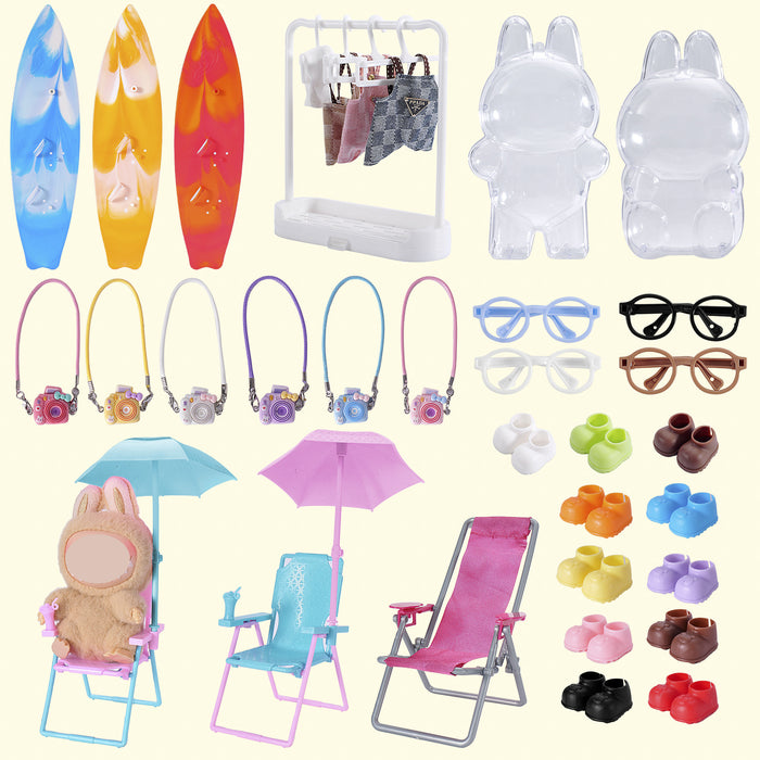 Wholesale Suitable for 17cm doll shoes,  bags,  glasses,  pendants,  cameras,  beach chairs,  surfing transparent protective cases