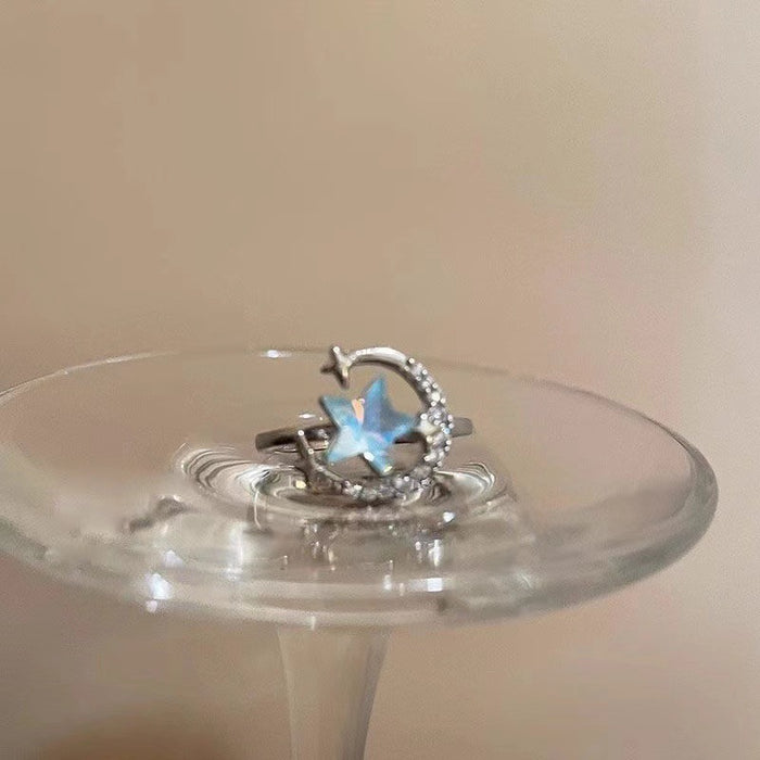 Wholesale Star zircon ring, light luxury, high-end temperament, fashionable personality, versatile tail ring