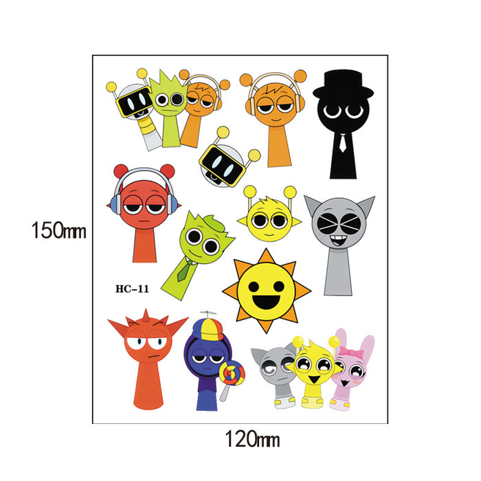 Wholesale Music Game Cartoon Water Transfer Disposable Decorative Sticker