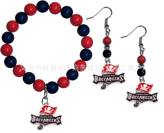 Wholesale Football Colored Candy Acrylic Bead Bracelet Earring Set