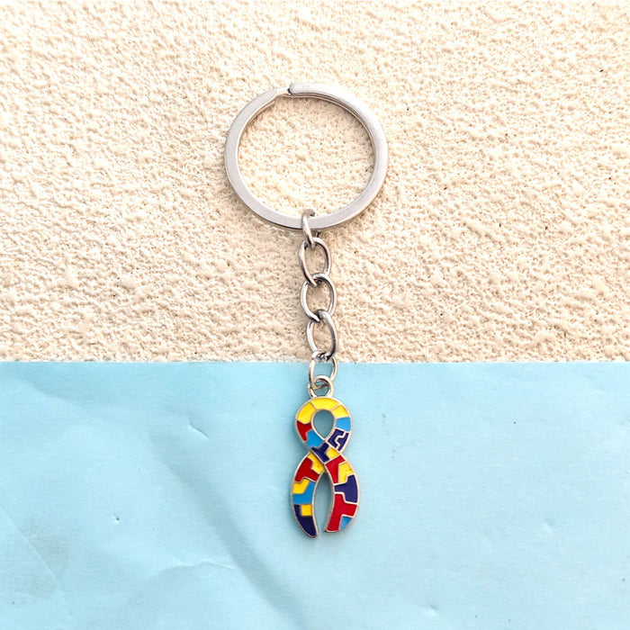 Wholesale Metal Autism Keychain DIY Cute Puzzle Keychain Pendant Jewelry