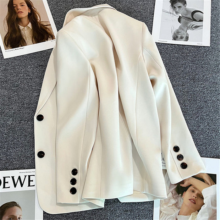 Wholesale Beige Suit Jacket Women's Casual Temperament Spring and Autumn Explosive Street Small Suit Jacket JDC-CTS-ZX002