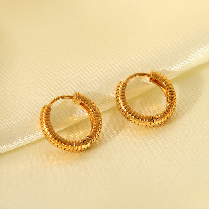 Wholesale  Titanium Steel Ear Ring  Stripe Touch Buckle Earrings  Stainless Steel Jewelry Earrings