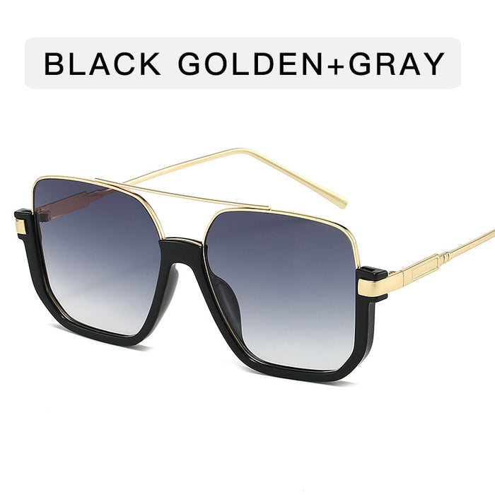 Wholesale Double Beam Half Frame Metal Sunglasses Women's  Anti-UV Sunglasses