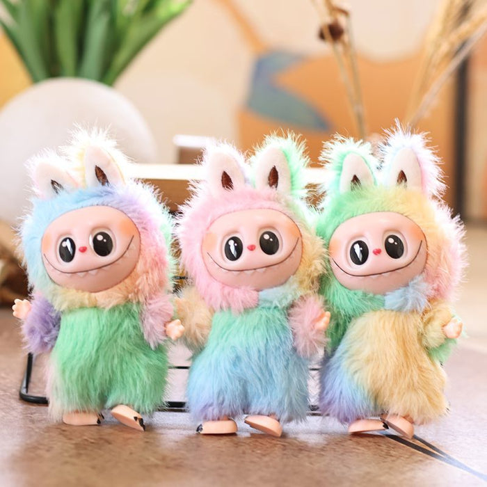 Wholesale Cute Vinyl Plush Toy Doll with Colorful Rabbit Bag Pendant Keychain Doll