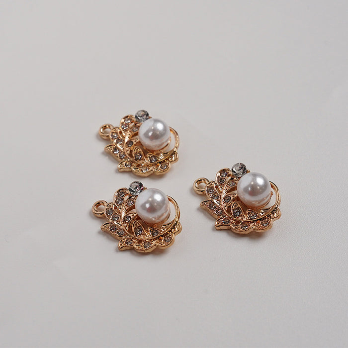 Wholesale 100 PCS Alloy inlaid pearl earring charms accessories