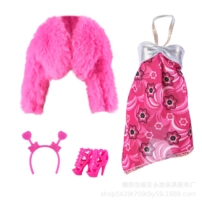 Wholesale  Doll fur plush coat skirt suit doll dress