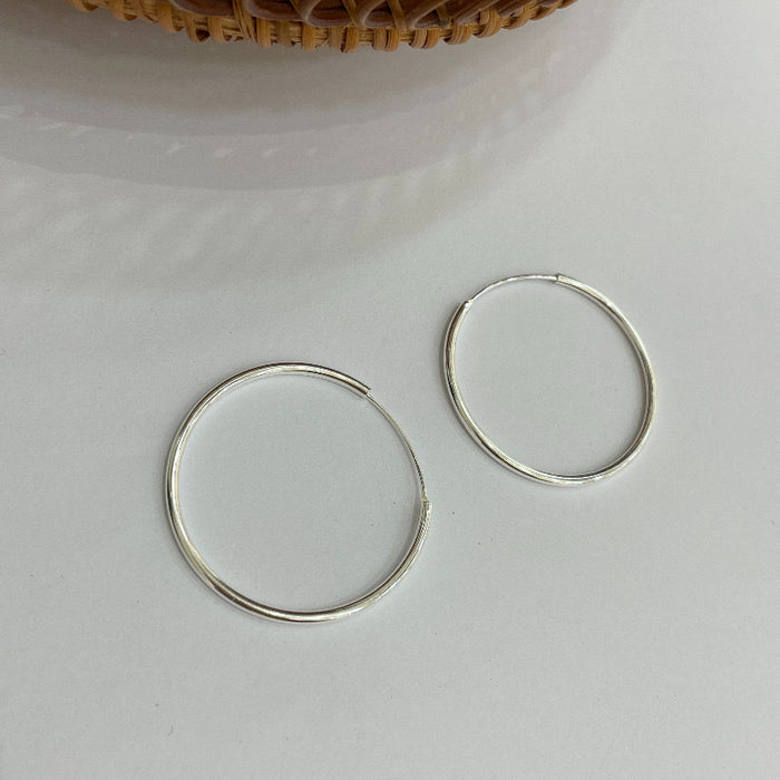 Wholesale  S925 sterling silver bold large circle plain ring earrings women's ear ring temperament ear ring earrings
