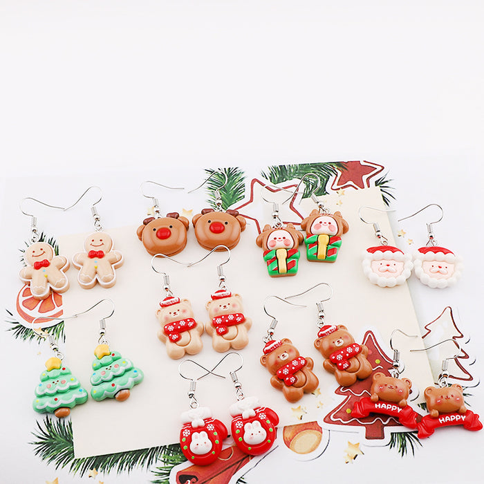 Wholesale Cute Cartoon Christmas Resin Earrings JDC-ES-Dagou001