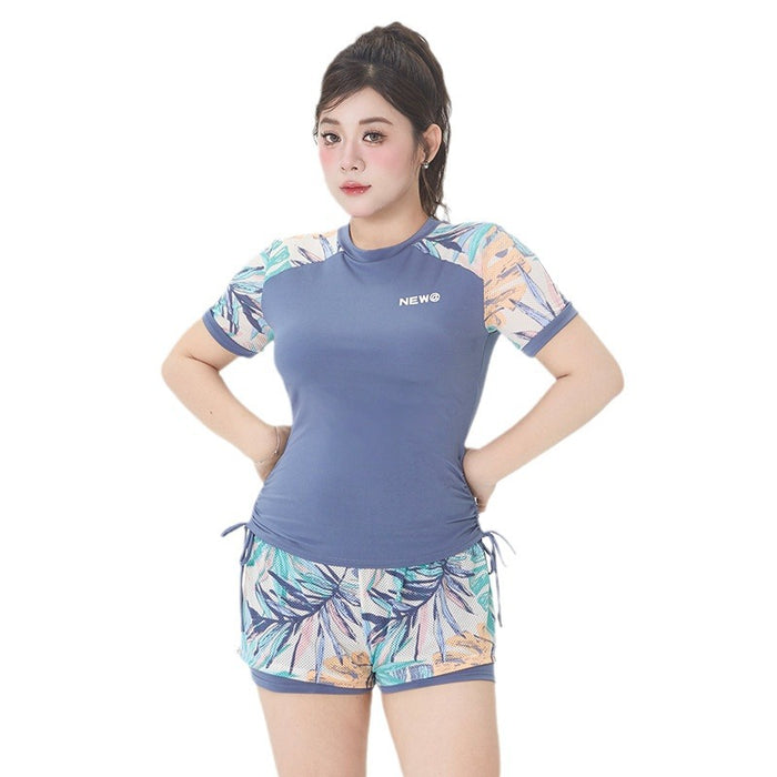 Wholesale Women's Large Size Swimsuit Split Sports Two-Piece Casual Slight Chubby Girl's Conservative Slimming Body-Covering Belly-Covering Hot Springs