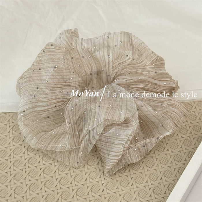 Wholesale drilling large intestine hair ring female high sense striped head rope hair rope