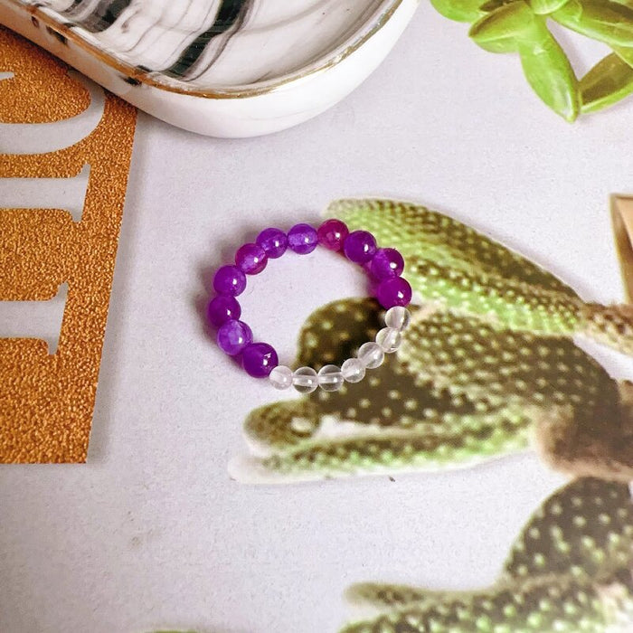 Wholesale Strong light freshwater pearl ring, retro red agate index finger ring, elastic rope ring, stackable ring