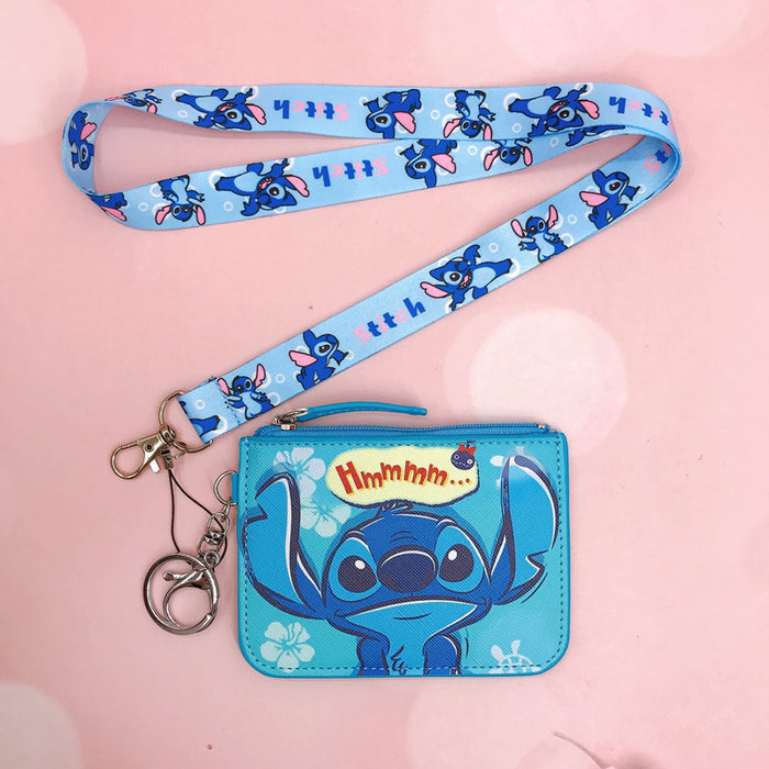 Wholesale PU Cartoon Printing with Key Chain Lanyard Card Holder Coin Purse JDC-WT-YaLL017