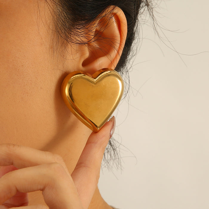Wholesale Minimalist stainless steel pentagram heart-shaped earrings with a niche design, fashionable and personalized temperament earrings