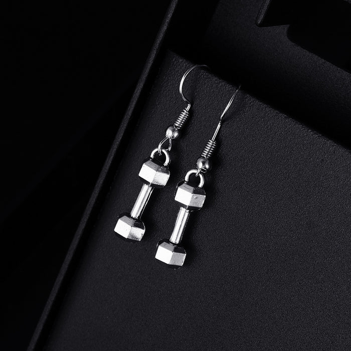 Wholesale Fashionable retro dumbbell pendant and minimalist earrings