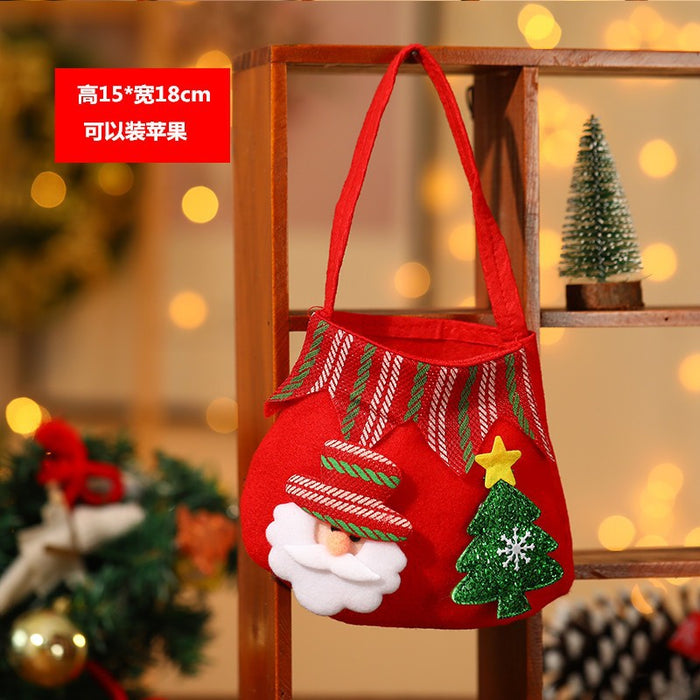 Wholesale Christmas Neck Gift Bag Happy Decal Flower Handbag Candy Bag Cartoon Children' s Handbag Apple Bag Gift Bag