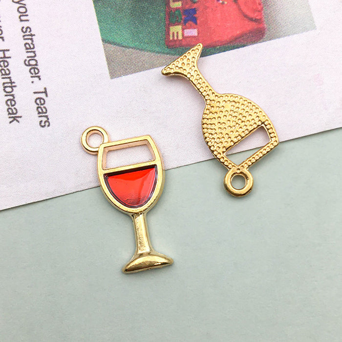 Wholesale DIY Red Oil-Drip Alloy Charms