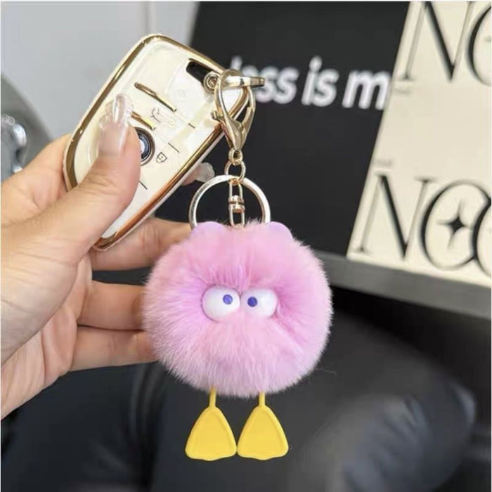 Wholesale Cute little furry ball car keychain pendant plush book bag pendant