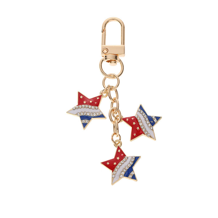 Wholesale American Independence Day Flag Series Heart Shape Alloy Keychain JDC-KC-ChaoK046