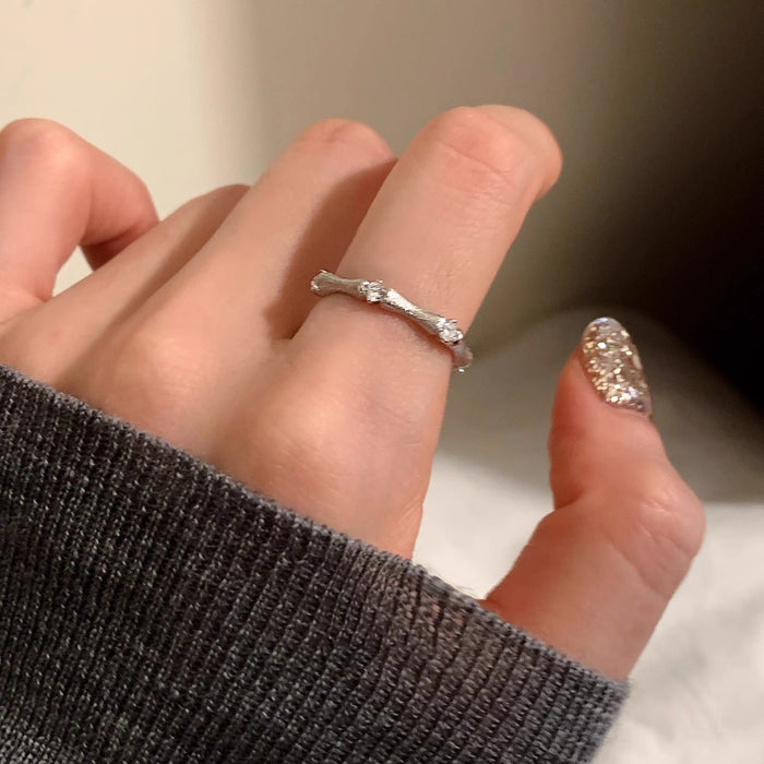 Wholesale Light luxury metal brushed diamond inlaid ring, niche and high-end open mouth ring