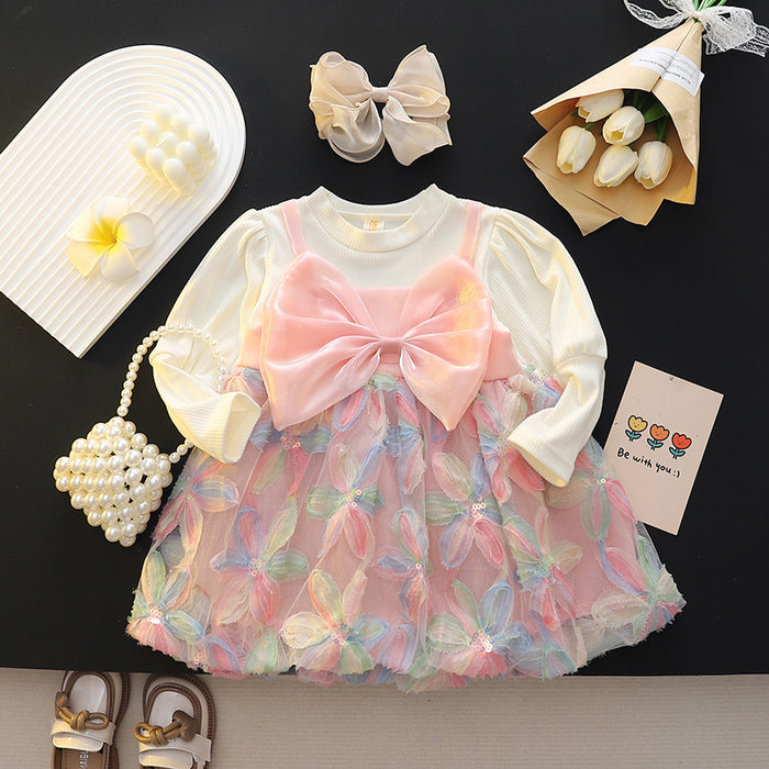 Wholesale Children's Flower Bow Princess Dress JDC-CTS-MianY035