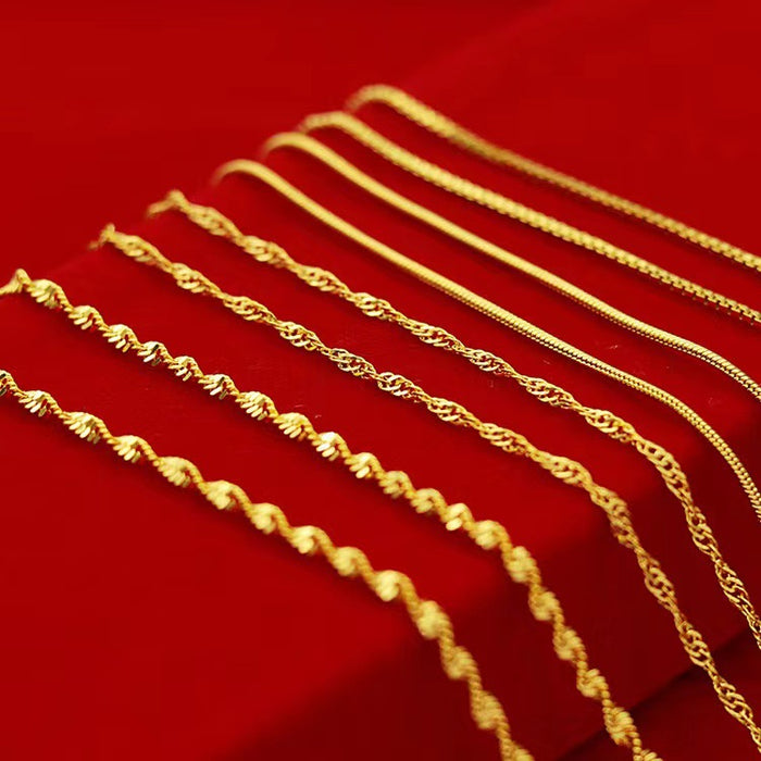 Wholesale Gold plated necklace, snake bone chain, box chain, water ripple collarbone chain, fashionable and versatile necklace