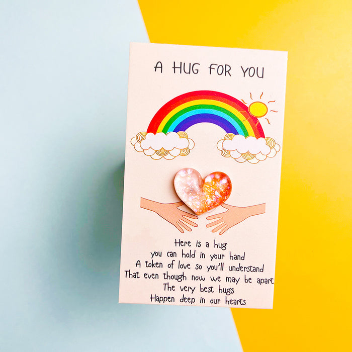 Wholesale Rainbow Gradient Heart Resin Pocket Decorations Hug Card