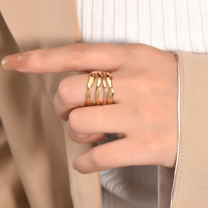 Wholesale multiple irregular lines stainless steel ring