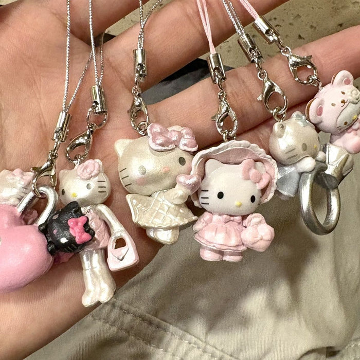 Wholesale Cartoon Long-Legged  Cat Keychain Charm with Ring