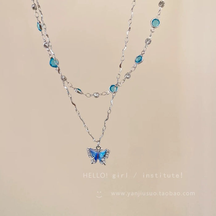 Wholesale Summer Butterfly Alloy Layering Necklace for Women Everyday Jewelry Accessory MOQ≥2