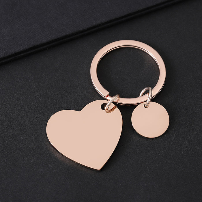 Wholesale Stainless Steel Peach Heart Small Engraved Metal Keychain