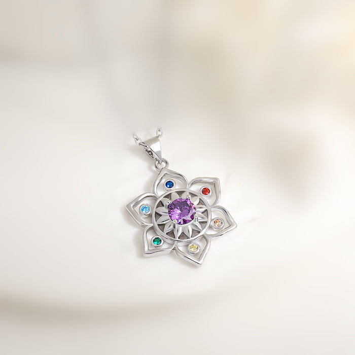 Wholesale hollow flower pendant new  round purple edge color lotus necklace