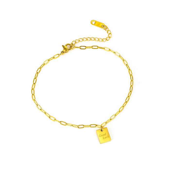 Wholesale Adjustable pendant letter anklet paperclip square