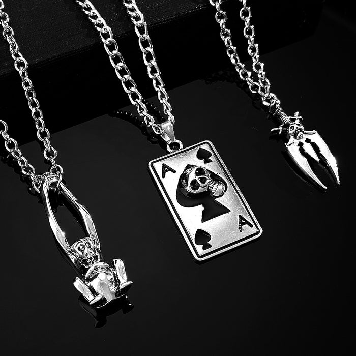 Wholesale  double sword skull men' s necklace Gothic distressed clavicle chain sweater chain