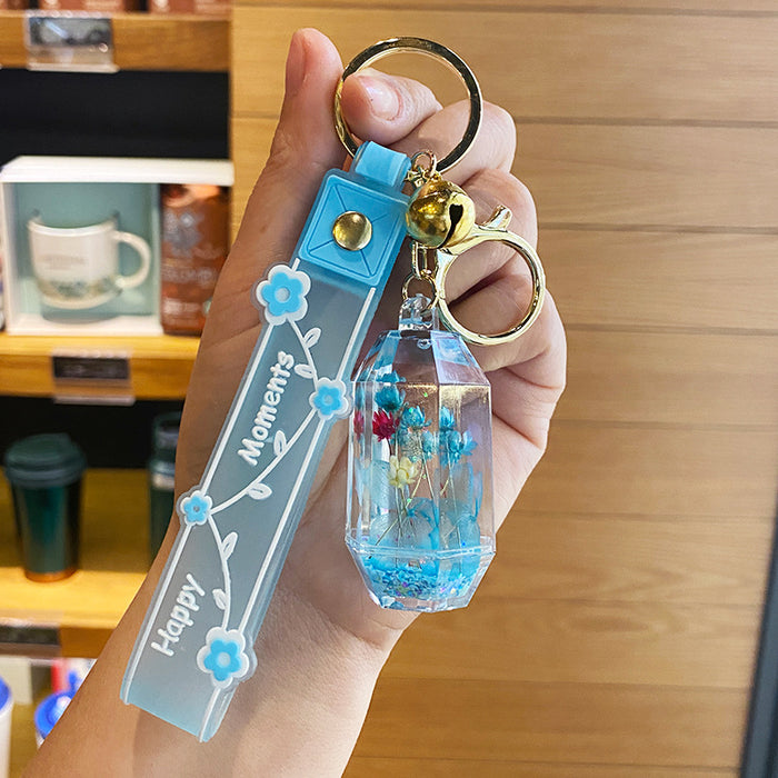 Wholesale Oil-flowing Quicksand Sakura Keychain